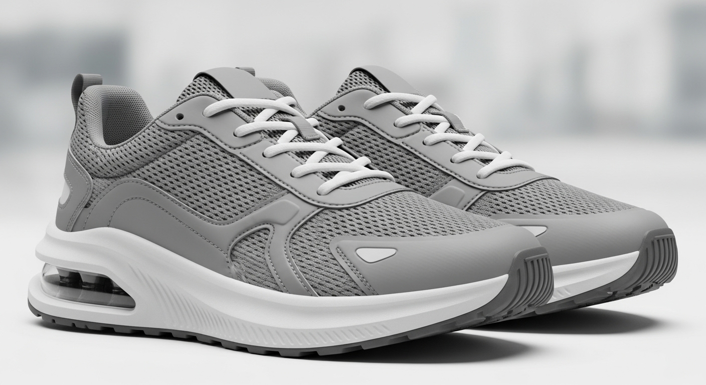 Gray and white low-top sneakers for casual wear