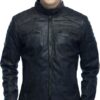 Men's solid designer leather jacket
