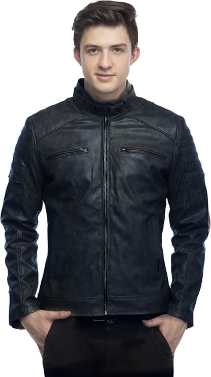 4 Men's solid designer leather jacket